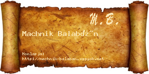 Machnik Balabán névjegykártya